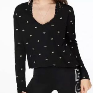 PINK VS Long Sleeve‎ Lips Crop Top